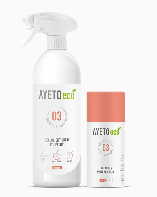 AYETO Eco 03 – Ekologický úklid koupelny. Startovací výhodná sada k přípravě 25 lahví